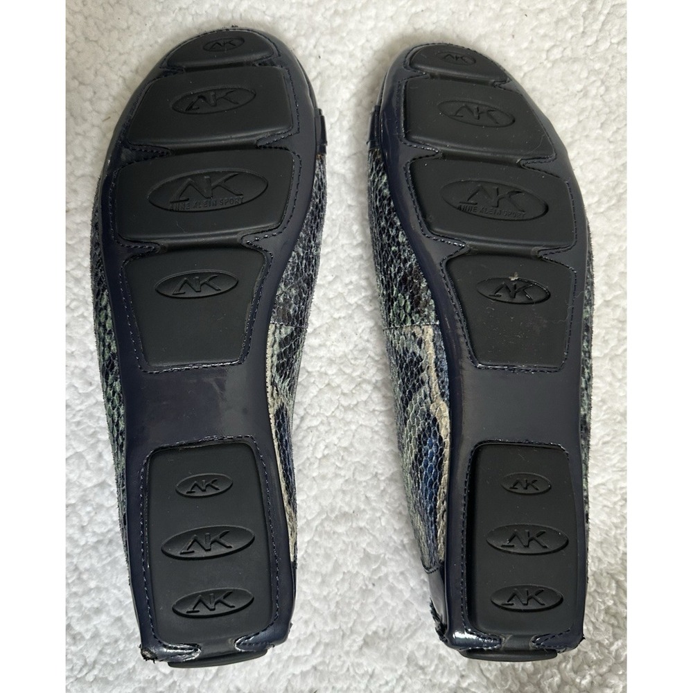 Anne Klein Navy 7.5M Patent Toe/Heel Snakeskin Ballet Flats Comfort Shoe - Picture 6 of 6